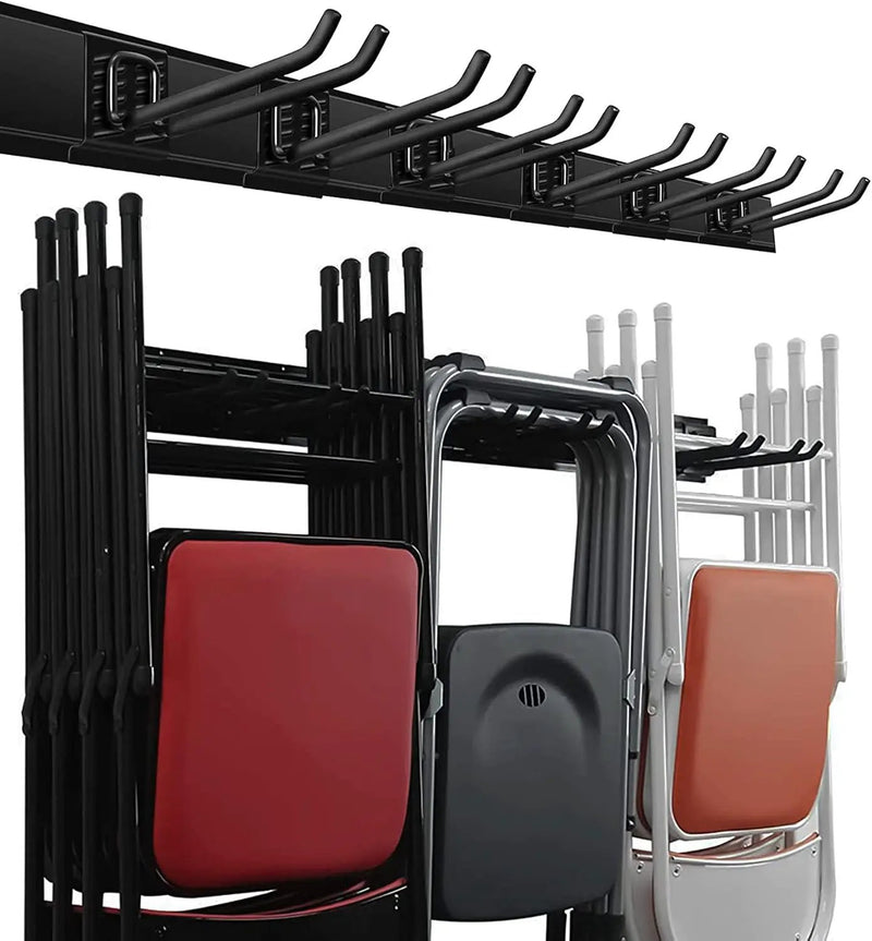 Wallmaster Garage Storage Organization Wall Mount, Garden Tool Rack Organizer Heavy Duty Folding Chair Hangers with 6 Adjustable Hooks 48inch Tracks Max Load 450lb by GreenHaven Gardens