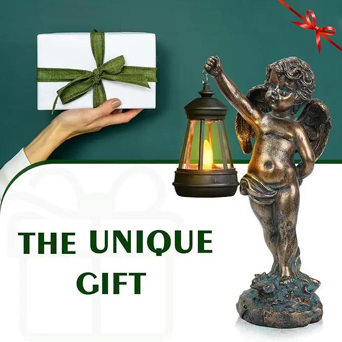 MININOVA Angel Statues Garden with Solar Lantern Outdoor Cherub Decorations Patio Yard Lawn Ornaments Housewarming Gifts for Mom Grandma Women by GreenHaven Gardens