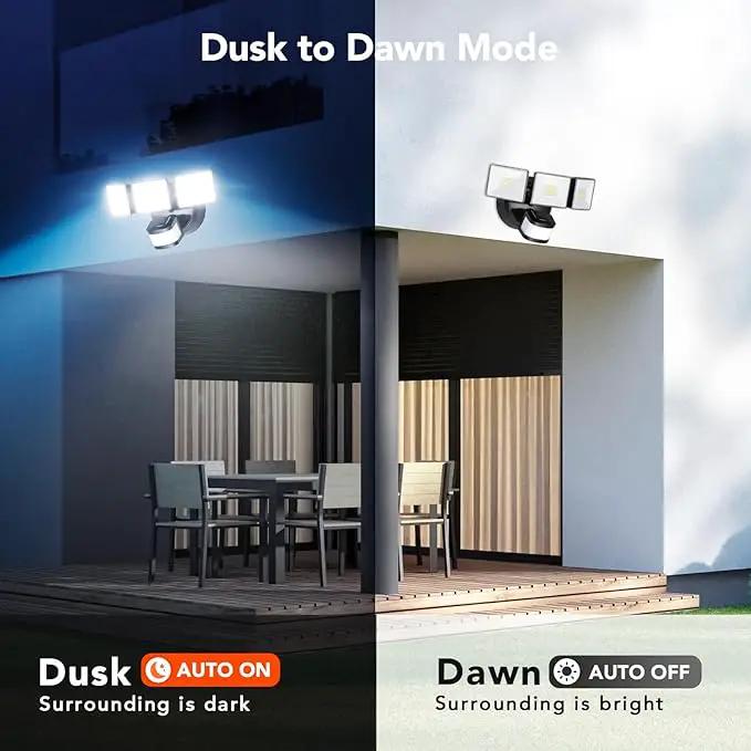 OREiN 2 Pack Motion Sensor Outdoor Lights, 4500LM/30W 180°/50FT Motion Sensor, Dusk to Dawn Flood Lights Outdoor IP65 Waterproof 3 Modes LED Security Light for Garage, Yard, Black (Hardwired) by GreenHaven Gardens