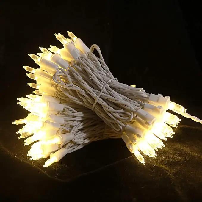 MULTI-SPARKING White LED Christmas Lights - 100 Count Warm White Christmas String Lights for Tree, Party, Wedding, Holiday, Indoor and Outdoor Decor, 33 Feet White Wire, UL Certified, Connectable