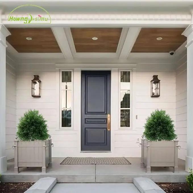 20" Artificial Cedar Topiary Ball Trees with Ground Spike, 2 Pack UV Resistant Artificial Shrubs, Fake Evergreen Artificial Plant Brush for Indoor Outdoor Front Porch Garden by GreenHaven Gardens