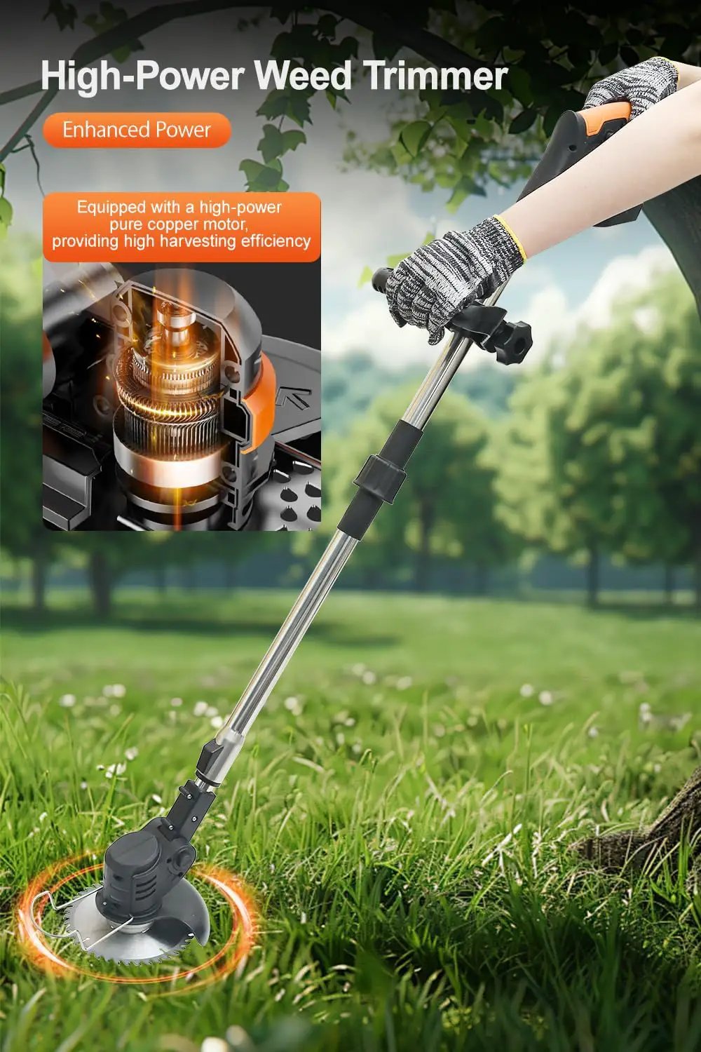 Cordless Weed Wacker,Electric Weed Eater,2 Batteries,Grass Trimmer Cordless,Weed Erimmer Black GCJ by GreenHaven Gardens