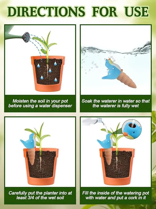 4Pcs Plant Watering Globes, Kalolary Bird Shape Self Watering Spikes Terracotta Drip Water Stakes Irrigation Watering Bulbs for Pot, Indoor, Outdoor, Vacation by GreenHaven Gardens