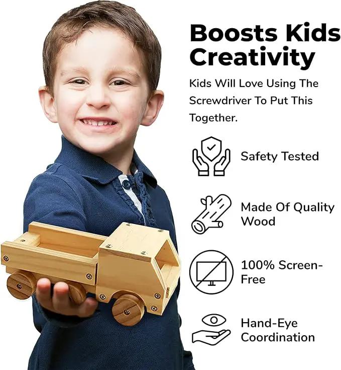 Kraftic Woodworking Building Kit for Kids and Adults, with 6 Educational Arts and Crafts DIY Carpentry Construction Wood Model Kit Toy Projects for Boys and Girls by GreenHaven Gardens