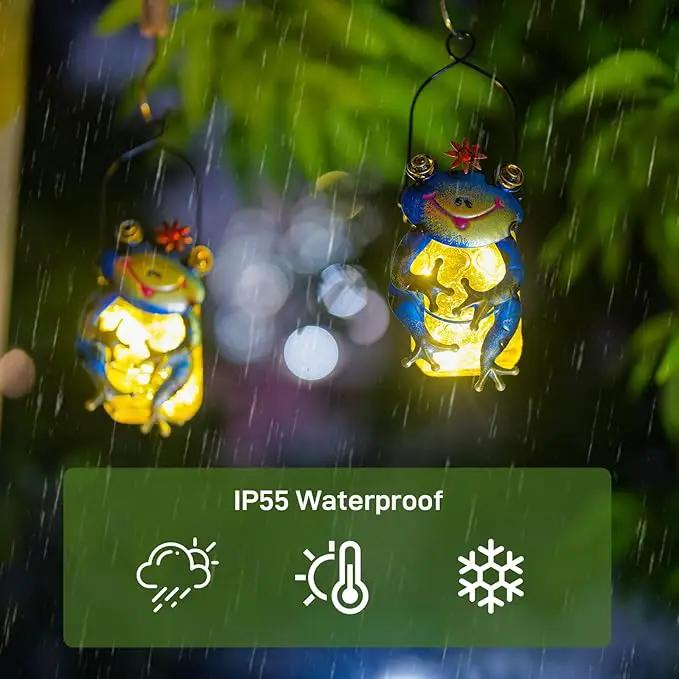 2 Pack Frog Solar Lantern,Jar Solar Lanterns Outdoor Waterproof Frog Hanging Solar Lantern,Outdoor Solar Lanterns with String Light for Garden Table Decor by GreenHaven Gardens