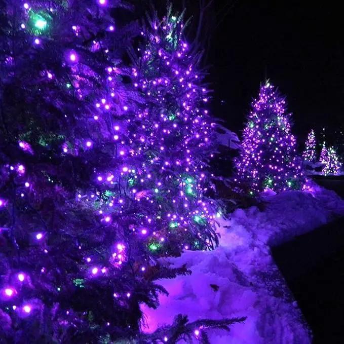 Toodour Solar Christmas Lights, 2 Packs Total 144ft 400 LED 8 Modes Solar String Lights, Waterproof Solar Outdoor Christmas Lights for Garden, Patio, Fence, Balcony, Christmas Tree Decor - Purple by GreenHaven Gardens