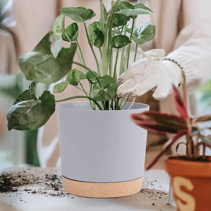 QCQHDU 6.5 inch Plant Pot, 2 Pack Planters for Indoor Plants with Drainage Holes & Saucer, Outdoor Flower Pots Home Garden Modern Decor by GreenHaven Gardens