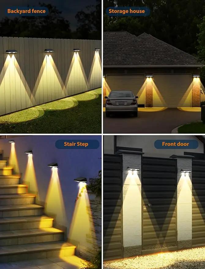 Solar Fence Lights ,Warm White & Cold White & Mixed Color 3 Modes Bright Lens LED Dusk to Dawn Deck Light, Fence Solar Lights Outdoor Waterproof,Solar Outdoor Lights for Backyard/Railing/Wall (16Pack) by GreenHaven Gardens