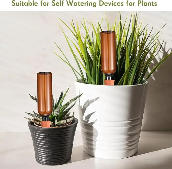 Baderke 8 Pcs 4 Set Plant Watering Devices, Terracotta Watering Spikes with 25 oz Plastic Wine Bottles, Slow Release Vacation Insert Automatic Plant Waterer Device for Indoor Outdoor by GreenHaven Gardens