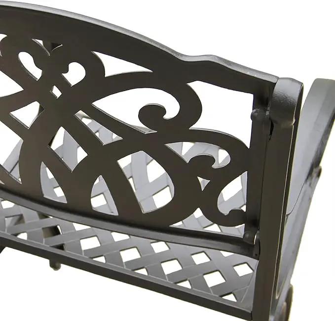 Ornate Traditional Outdoor Cast Aluminum Black Patio Dining Chair by GreenHaven Gardens