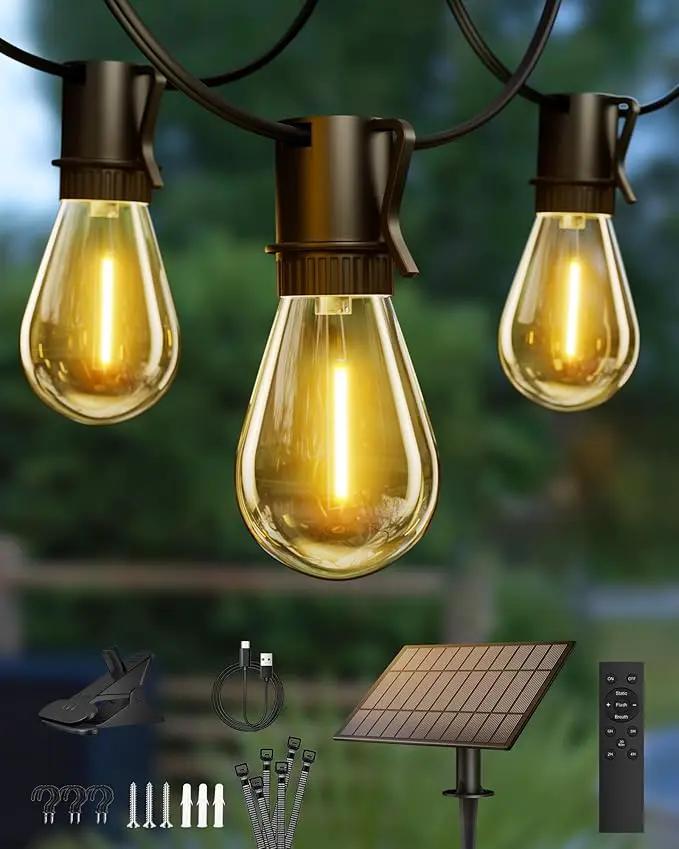 Torkase 100FT LED Outdoor String Lights with 25+2 S14 Shatterproof Bulbs, Commercial Grade Waterproof Patio Lights for Cafe Backyard Deck by GreenHaven Gardens