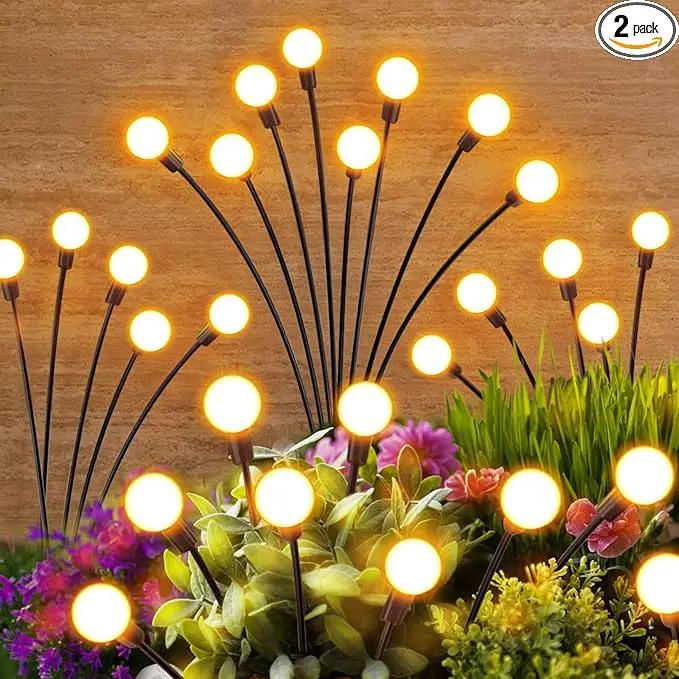 Solar Lights Outdoor Garden Decor: Waterproof Solar Firefly Lights for Yard Landscape Pathway Patio Lawn - Warm White Solar Powered Swaying Lights for Outside Lighting Decorations - 2 Pack 16 LED by GreenHaven Gardens