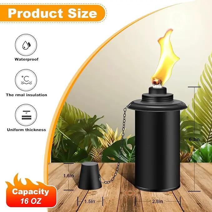 6 Pack Torch Canisters,16oz Replacement Torch Refillable Canisters with Wicks,Caps, Outdoor Citronella Fuel Torch Canister for Luau Party, DIY Garden Decor. by GreenHaven Gardens