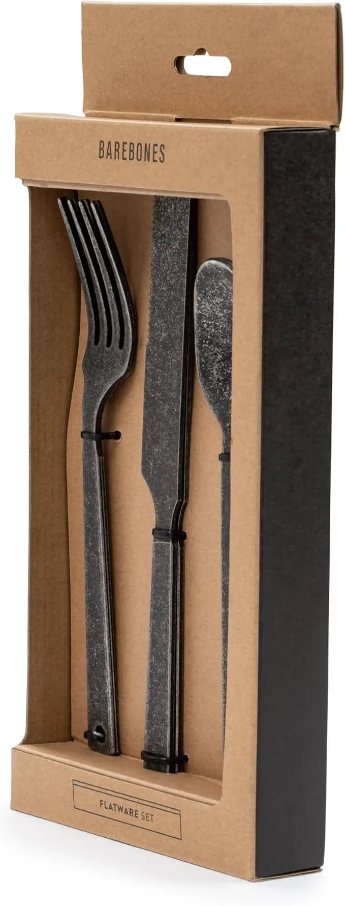 Barebones Flatware Silverware Set - Formal Camping Utensils - Stainless Steel Cutlery Set of 6 - Camping Utensil Set with Forks, Knives, and Spoons (Matte Black) by GreenHaven Gardens