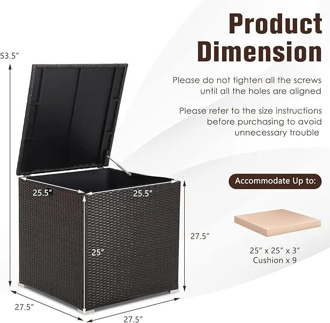RELAX4LIFE Outdoor Storage Box 72-Gallon - Outside Wicker Storage Bin with Waterproof Zippered Liner, Gas Strut, Package Delivery Boxes for Outside, Accessories, Garden Tools Storage Deck Box by GreenHaven Gardens