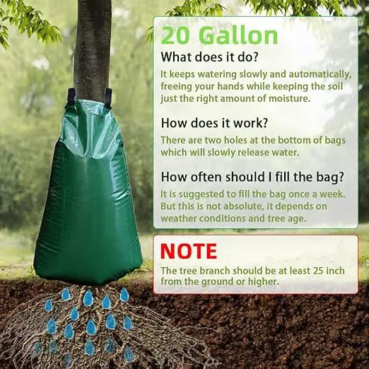 25 Pack Tree Watering Bag, 20 Gallon Slow Release Watering Bag for Trees, Premium PVC Shrub Watering Bag with Heavy Duty Zipper, Sturdy Reusable Drip Irrigation Bag by GreenHaven Gardens