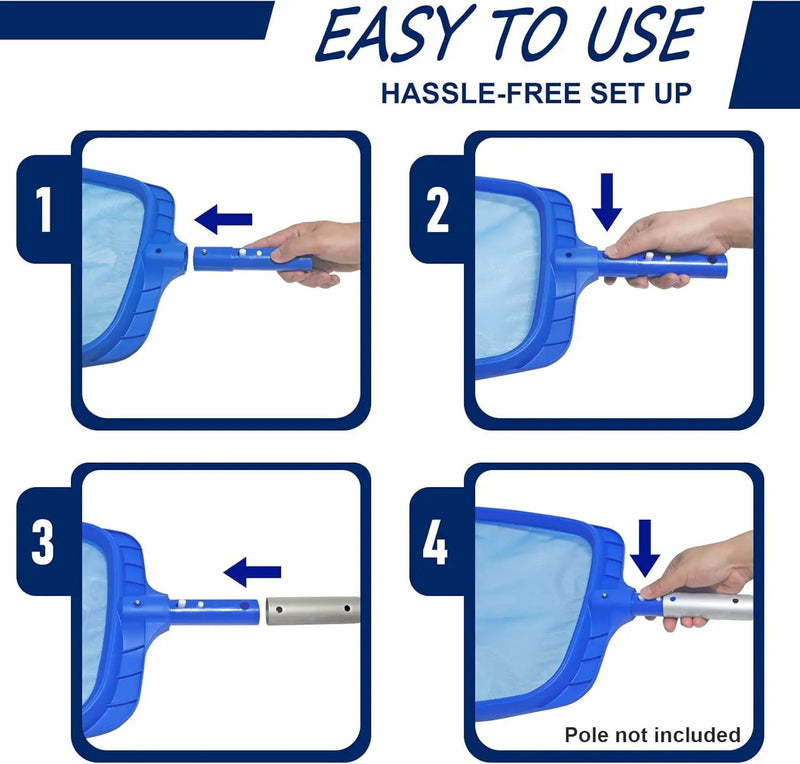 Poolvio Heavy Duty Swimming Pool Leaf Skimmer Net with Strong Reinforced Handle for Cleaning Swimming Pools, Hot Tubs, Spas and Fountains by GreenHaven Gardens
