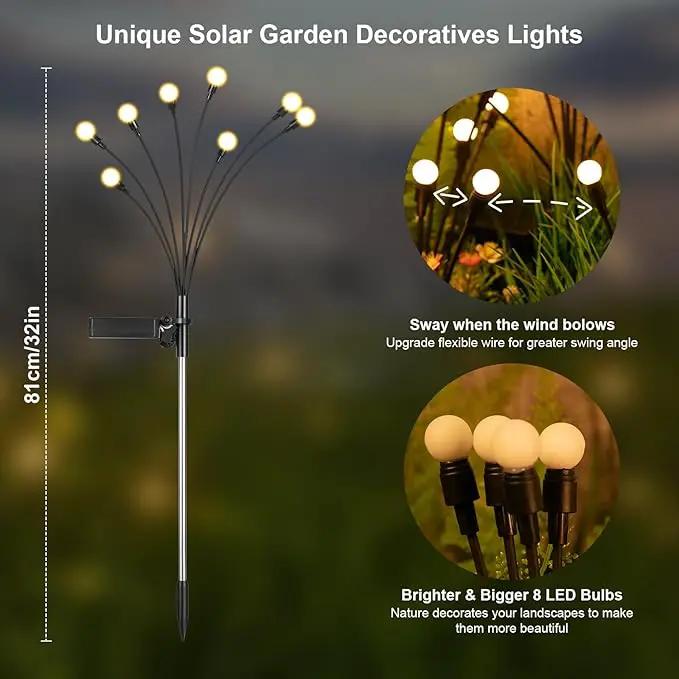 ASMAD Solar Garden Lights (2-Pack, 16 LEDs), Decorative Swaying Lights with Firefly Effect for Patio, Pathway & Outdoor Decor by GreenHaven Gardens