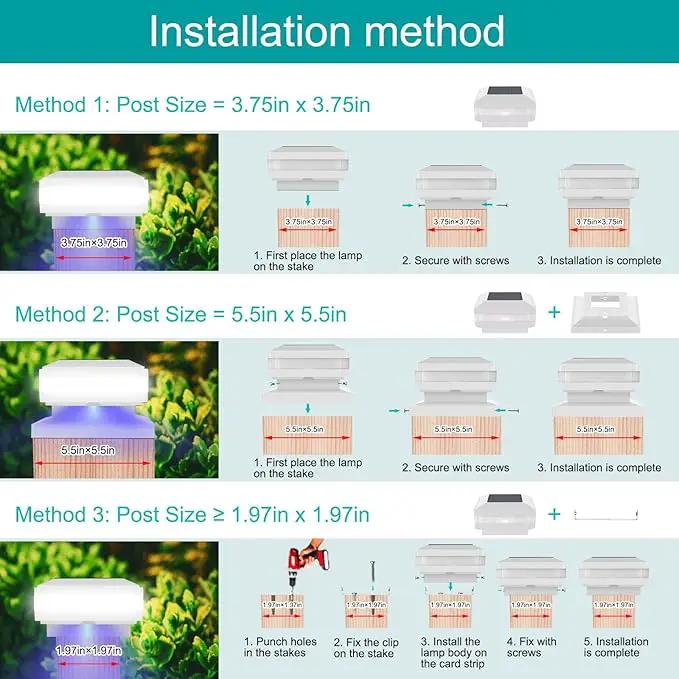 Sumaote Solar Post Lights, 52 LED 160LM 6x6 Solar Post Cap Light Outdoor IP65 Waterproof for 4x4, 6x6 Wooden Posts, Fence Deck 6000K White Lighting for Garden Patio Decor, 2 Pack by GreenHaven Gardens