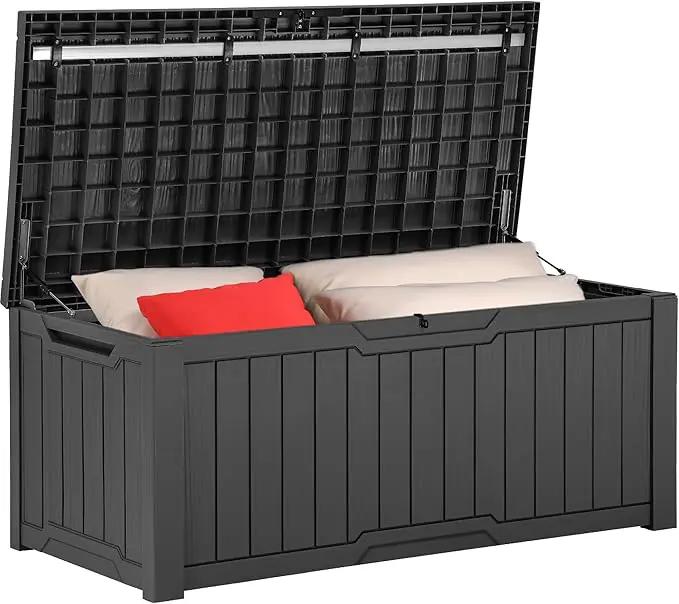 YITAHOME 120 Gallon Outdoor Storage Deck Box, Large Resin Patio Storage for Outdoor Pillows, Garden Tools and Pool Supplies, Waterproof, Lockable, (Dark Grey) by GreenHaven Gardens