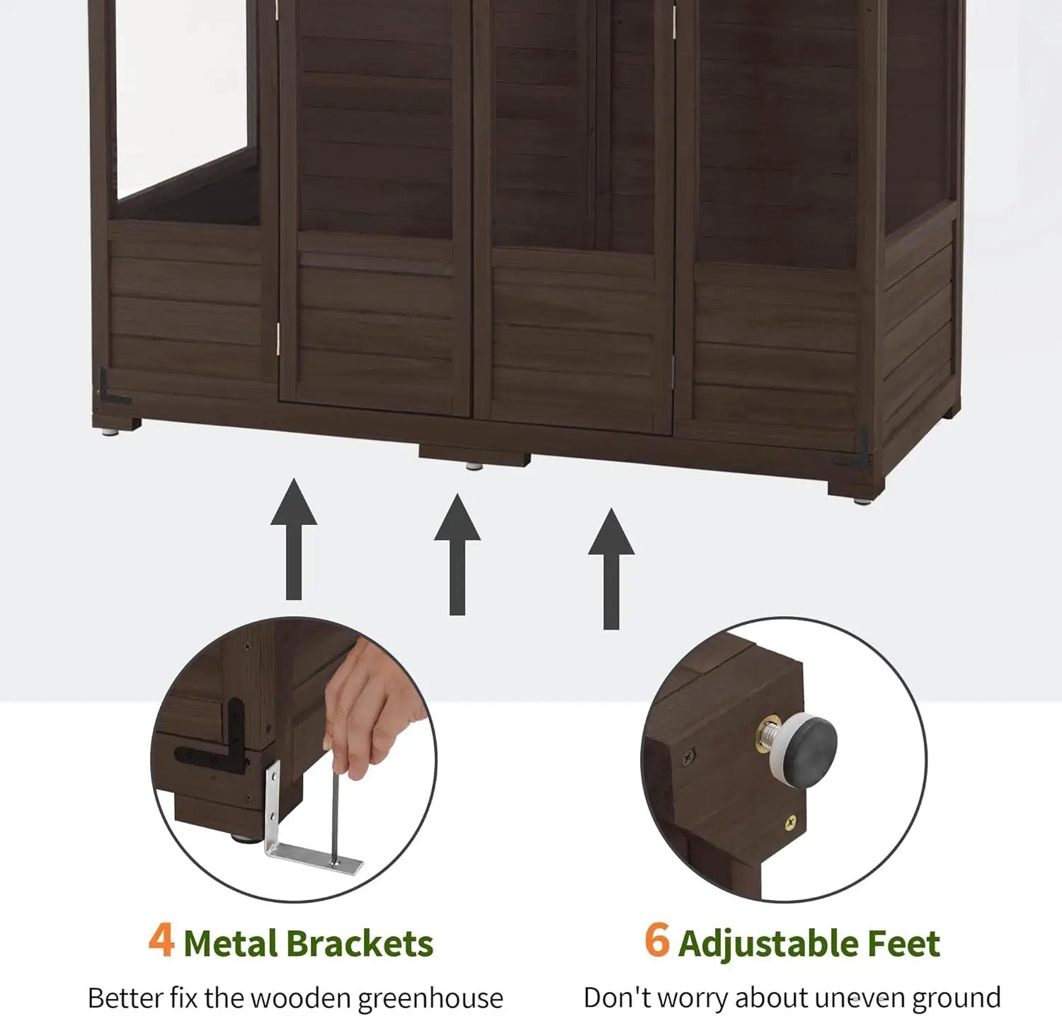 MCombo Wooden Greenhouse, Walk-in Outdoor Greenhouse with Openable Roof and Lockable Door, 0899 (Brown) by GreenHaven Gardens