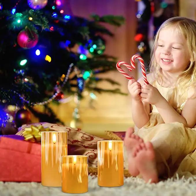 Rechargeable Candles Flickering with Remote, Rechargeable Flameless Candles with Timer, LED Candles Battery Operated with 3D Wick and Charging Cable for Valentine's Day Home Decor(Gold) by GreenHaven Gardens