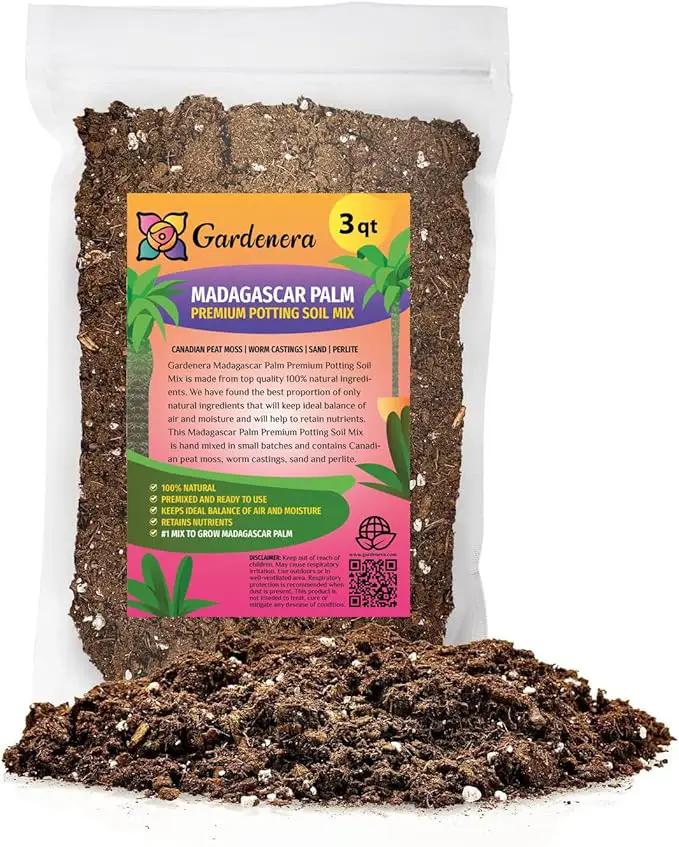 Madagascar Palm Potting Soil - Enhance Growth and Health with Professional Grade Nutrient-Rich Mix - 3 Quart by GreenHaven Gardens