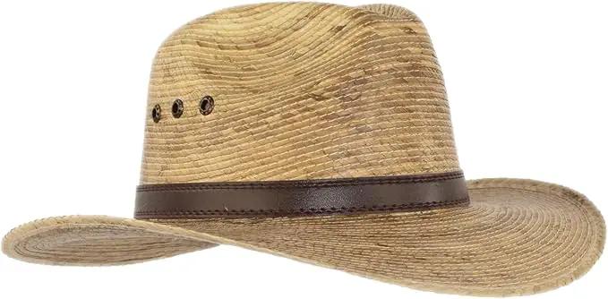 Palm Leaf Straw Trilby Wide Brim Fedora Golf Sun Hat for Men or Women, UV UPF Protection Natural by GreenHaven Gardens
