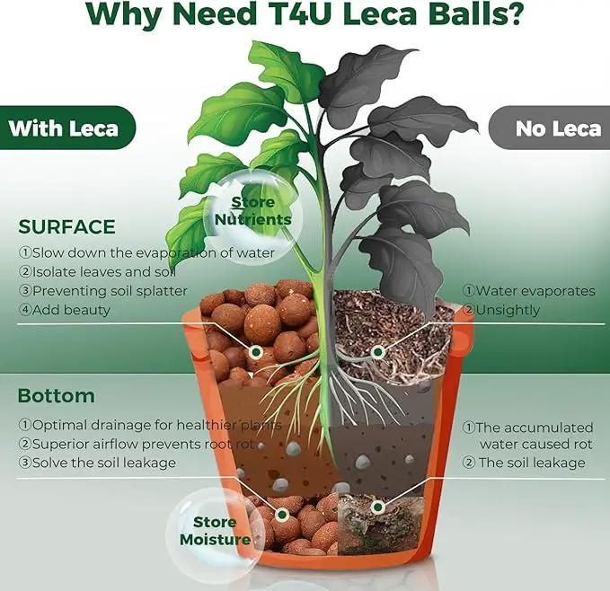 T4U Leca Clay Pebbles for Plants, 2 LBS 10-20 mm Clay Balls for Indoor Plants, Natural Clay Pebbles for Orchid Potting Mix, Hydroponic, Leca Pots, Plant Drainage, Garden Soil by GreenHaven Gardens