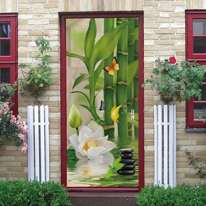 3D Peel and Stick Wall Murals - Bamboo - Self-Adhesive Removable PVC Waterproof Door Poster for Bedroom Living Room 31.5" x 78.7" by GreenHaven Gardens