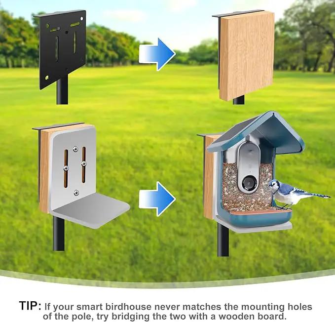 QwayHome【New Upgrade】 80In Smart Bird House Poles, 1Inch Dia Poles, Outdoor Bird Feeder Pole Mount Kit for Smart Bird Feeder & Wooden Birdhouse & Weather Station, Heavy Duty, Adjustable, 5-Prong Base by GreenHaven Gardens