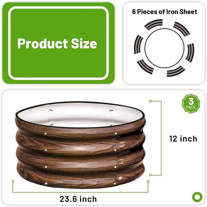 SnugNiture 2x2x1ft Round Galvanized Raised Garden Bed Kit Outdoor, Metal Planter Box for Planting Plants Vegetables, Brown by GreenHaven Gardens