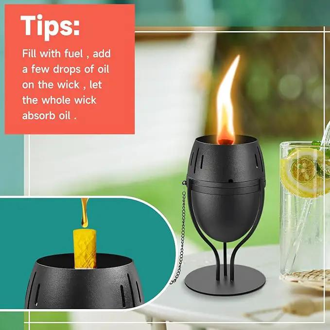 4 Pack Metal Table Top Torches, 14 oz Citronella Torches for Outside, Refillable Flame Light Torch, Decorative Tabletop Lantern for Yard, Patio, Deck, Garden, Party, Landscape by GreenHaven Gardens