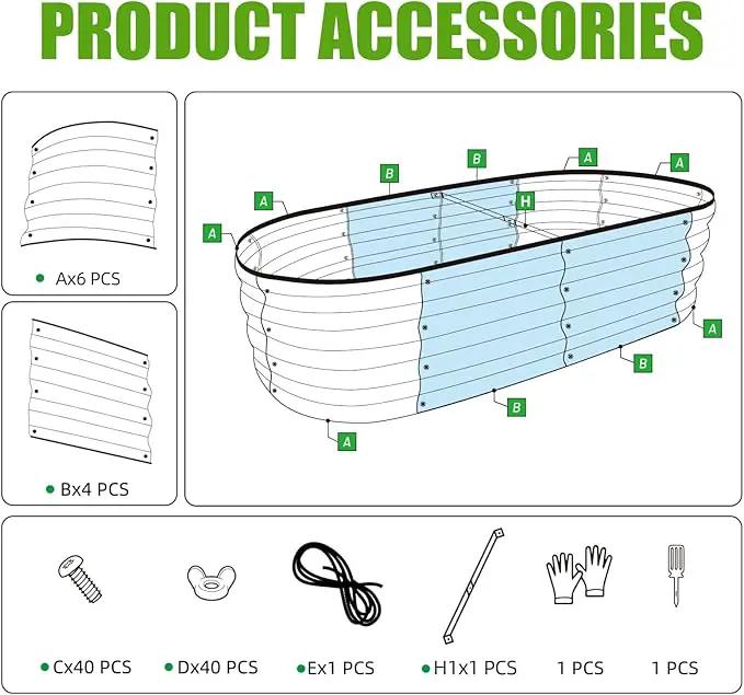 SnugNiture Galvanized Raised Garden Bed, 4x2x1ft Oval Metal Planter Box for Planting Outdoor Plants Vegetables by GreenHaven Gardens