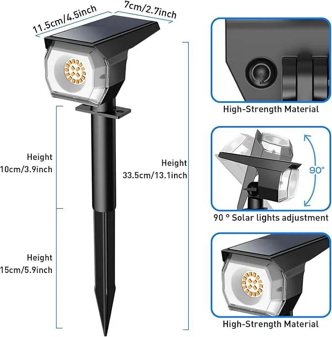 EIUIO Solar Outdoor Lights, 3 Lighting Modes Solar Spot Lights Outdoor with Auto On/Off, Waterproof Landscape Lighting for Garden Yard Pathway by GreenHaven Gardens