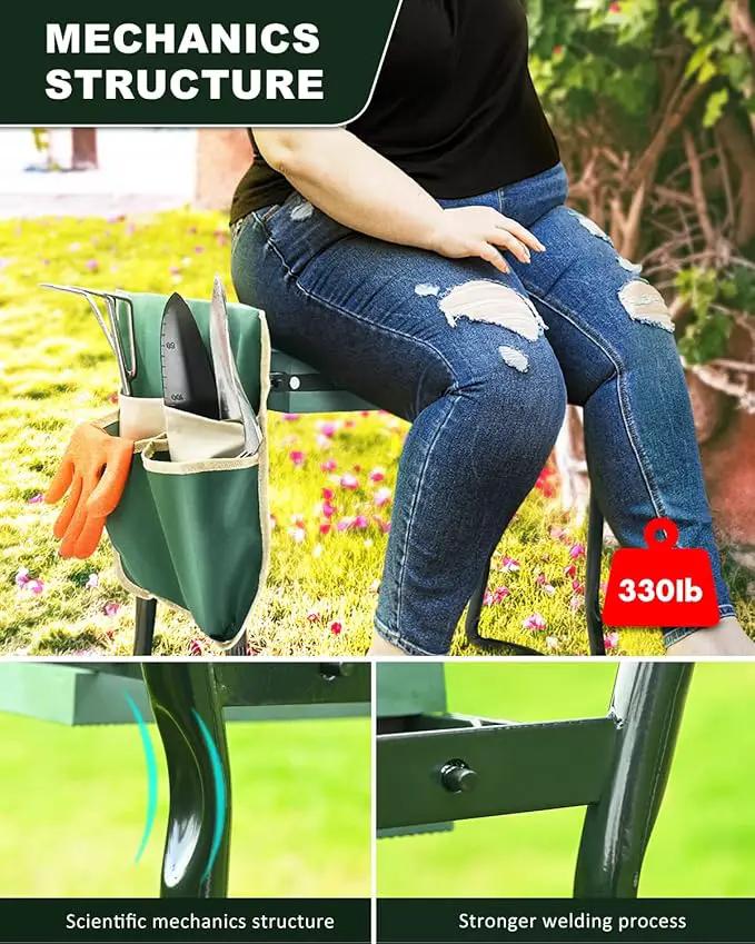 KVR Garden Bench for Kneeling and Sitting Foldable Garden Kneeler and Seat Heavy Duty,Gardner Gifts Ideas for Women Mom Grandma by GreenHaven Gardens
