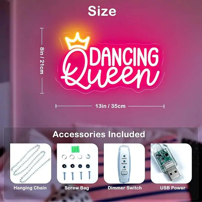 Dancing Queen Neon Sign, Dimmable LED Neon Lights for Wall Decor Neon Light Up Signs for Bedroom Dancing Party Bar Club Birthday Party Decoration Gift for Girl Kid lover by GreenHaven Gardens