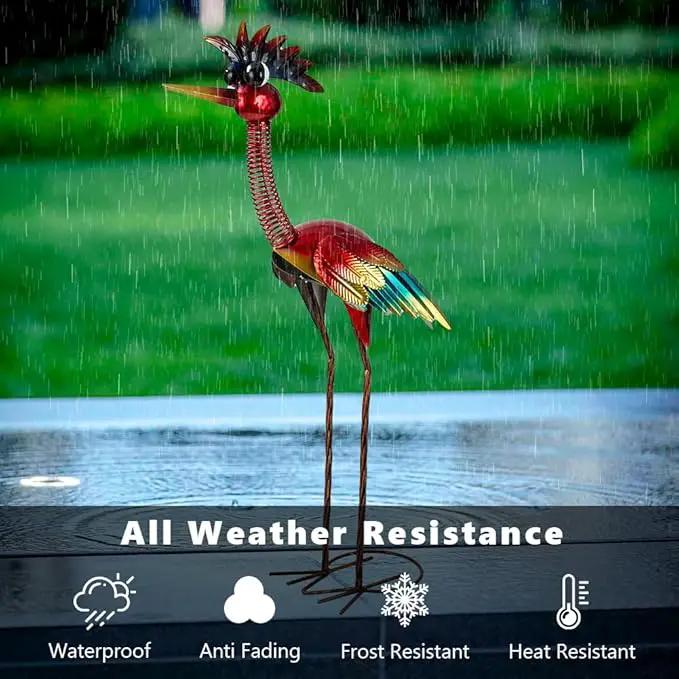 DREAMSOUL 30" Tall Wacky Metal Rooster Garden Statues, Funny Chicken Outdoor Statues Red Rooster Statue for Garden Patio Art Decor by GreenHaven Gardens