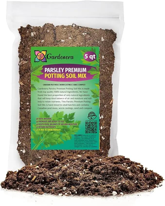 Premium Parsley Plant Soil Mix by Gardenera - Stimulate Growth and Elevate Culinary Dishes with Nourishing Formula - 5 Quart by GreenHaven Gardens