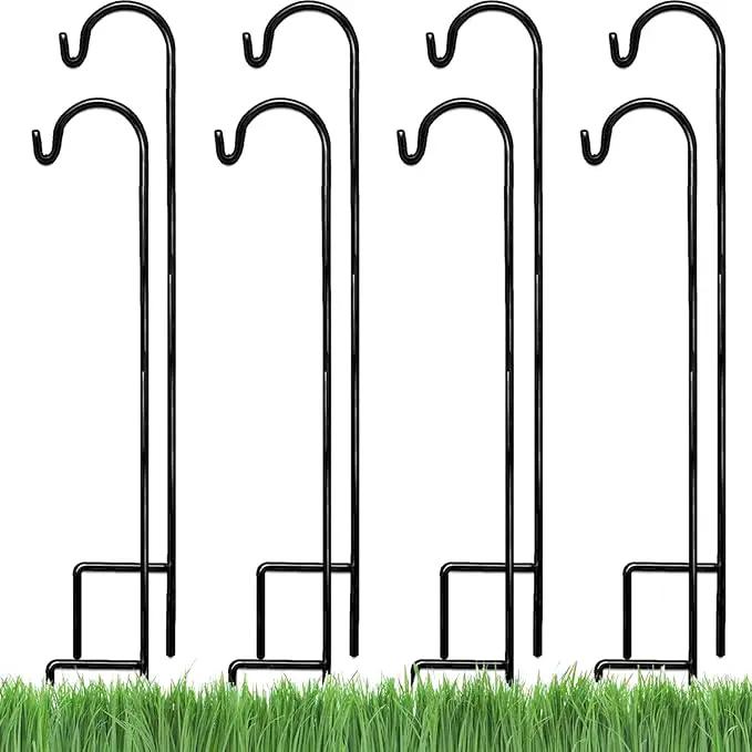 Ashman Shepherd's Hooks 35 Inch (8 Pack), Black, Made of Premium Metal for Hanging Solar Lights, Bird Feeders, Mason Jars, Christmas Lights, Lanterns, Garden Stakes and Wedding Décor. by GreenHaven Gardens