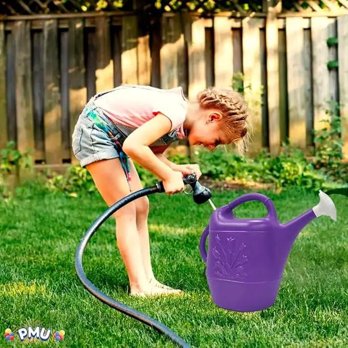 PMU 2 Gallon Watering Can - Garden Watering Can for Indoor & Outdoor Plants - Plastic Water Can with Detachable Sprinkler Head - Large Water Pot, Made in USA - Purple Pkg/6 by GreenHaven Gardens