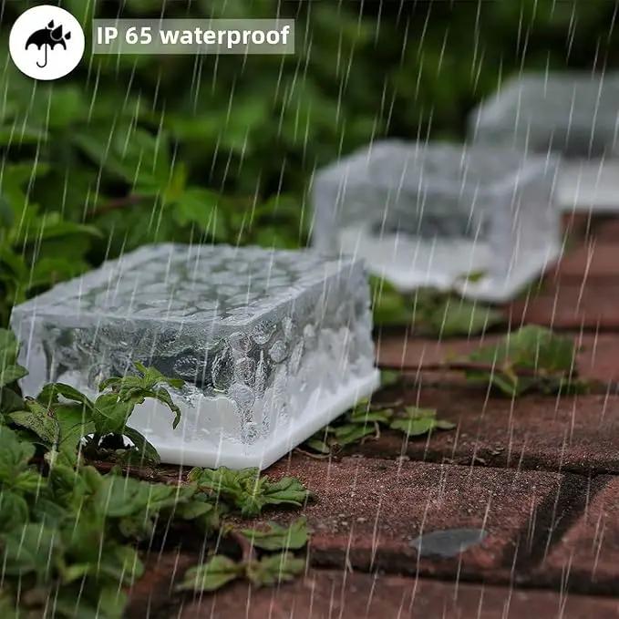 4Pack Solar Brick Lights,4.3 * 4.3in Outdoor Solar Lights,Pavers Lights,Solar Pathway Lights Outdoor Waterproof for Garden Courtyard Pathway, Ice Rock Cube Lights by GreenHaven Gardens