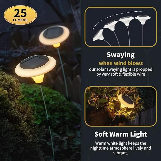 NORAGIFT Solar Garden Lights, 6 Pack Swaying Outdoor Waterproof LED Lights, Warm White, Large (20.5 inches) by GreenHaven Gardens