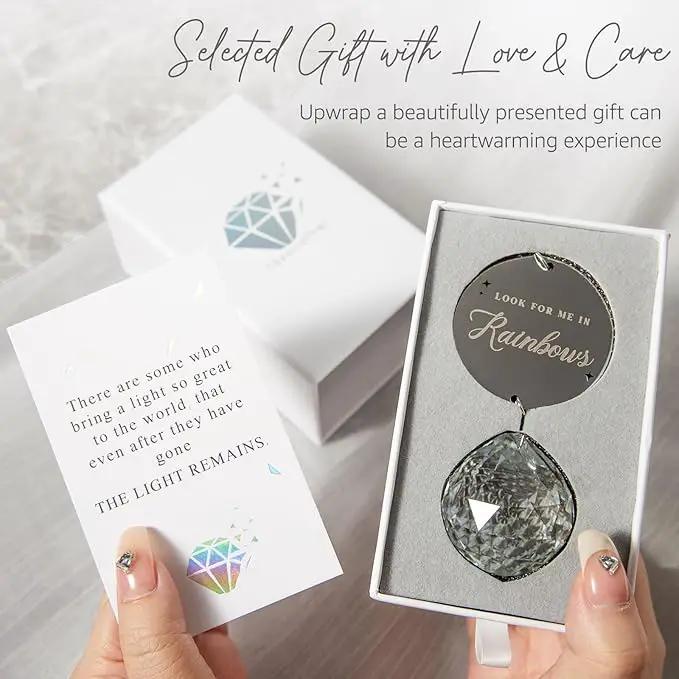 Memorial Gifts for Loss of Loved One, Unique Sympathy Idea, Clear Crystal Ball Grief Suncatcher, Rainbow Bereavement Box for Mom Dad Husband Son Daughter by GreenHaven Gardens