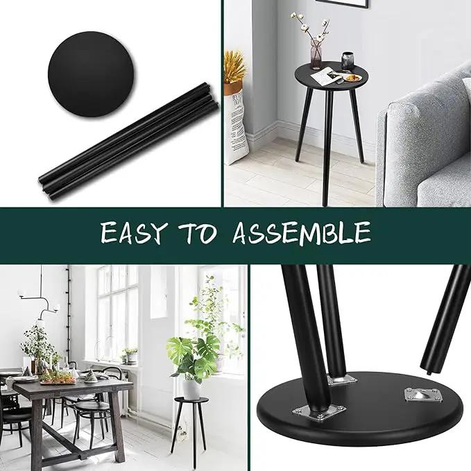 Uneedem Indoor Plant Stand Wood Mid Century Plant Stand for Indoor Plants, Modern Plant Table, 20.5" Tall Plant Holder Stand for Flower Pots, Small Round Side Table, Black by GreenHaven Gardens