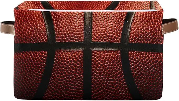 Basketball Print Rectangular Storage Basket Organizer Bin Shelf Baskets For Clothes Gifts For Home Office Dorm by GreenHaven Gardens