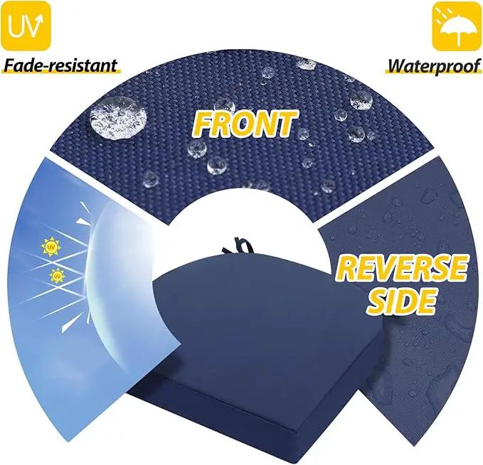AAAAAcessories Outdoor Seat Cushions for Chairs, Waterproof, Fade-Resistant Patio Furniture Replacement Cushions, 17" x 16" x 2", Set of 2, Navy Blue by GreenHaven Gardens