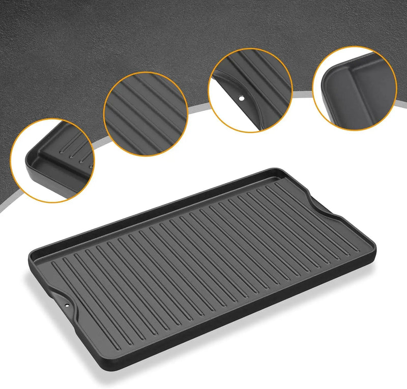 AJinTeby 2-in-1 Reversible 16” x 24” Pre-Seasoned Cast Iron Cooking Griddle for Gas Stove/Charcoal/Electric/Propane/Gas Grill, Flat Griddle Top Plate for Camping Tailgating by GreenHaven Gardens