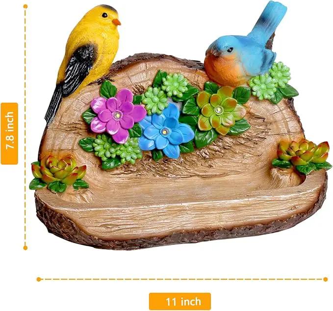 Gifts for Mom Solar LED Light Bird Statue Garden Art Decorations Balcony Bird Feeder Resin Stone Sculptures Women's Succulent Night Lights by GreenHaven Gardens