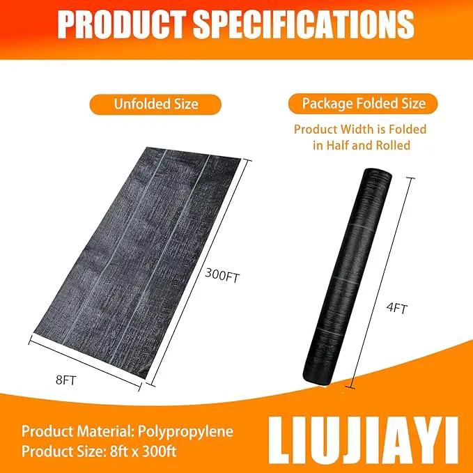 LIUJIAYI 2.4oz-8FTx300FT Weed Barrier Landscape Fabric - Durable Weed Block Gardening Ground Cover Mat, Woven Geotextile Fabric for Underlayment, Commercial Driveway Stabilization, Weed Control Cloth by GreenHaven Gardens